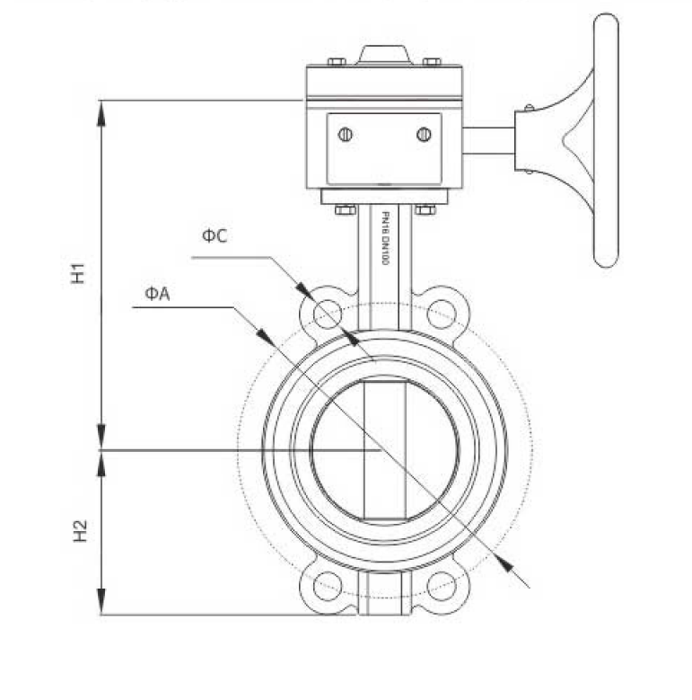 蝸(wō)輪消防信(xin)号對夾蝶(die)閥(圖1)